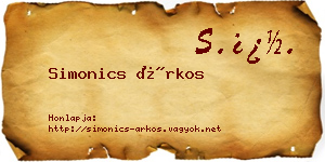 Simonics Árkos névjegykártya